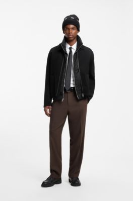 Regular-fit jacket with cropped length, Black