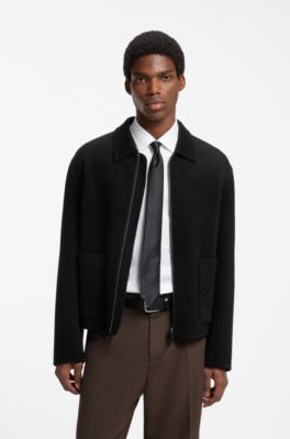 Regular-fit jacket with cropped length, Black