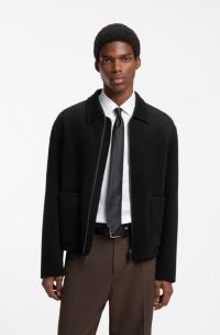 Regular-fit jacket with cropped length, Black