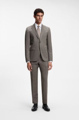 Patterned regular-fit blazer in Italian virgin wool, Beige