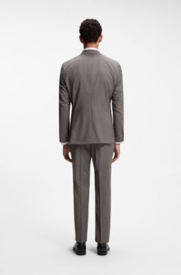 Patterned regular-fit blazer in Italian virgin wool, Beige