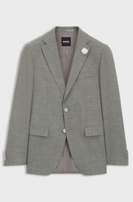 Slim-Fit Sakko aus meliertem Stretch-Gewebe, Hellgr&uuml;n
