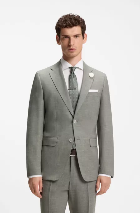 Slim-Fit Sakko aus meliertem Stretch-Gewebe