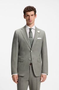 Slim-fit blazer in melange stretch fabric, Light Green