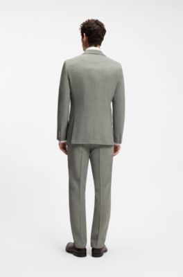 Slim-fit blazer van gemeleerd stretchmateriaal, Kalk