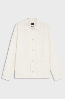 Relaxed-fit overshirt in solid twill, White