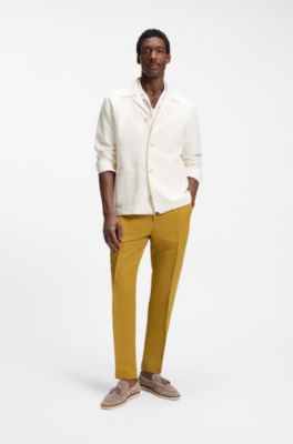 Relaxed-fit overshirt in solid twill, Natural