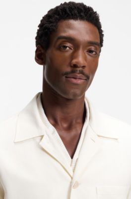 Relaxed-fit overshirt in solid twill, White
