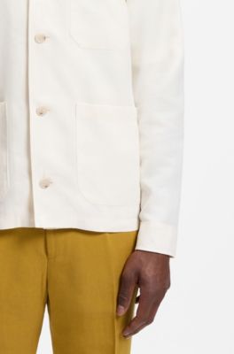 Relaxed-fit overshirt in solid twill, Natural