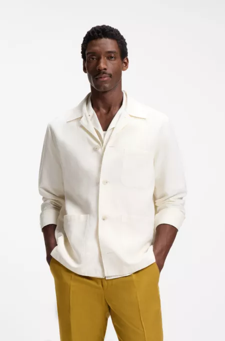 Relaxed-Fit Overshirt aus unifarbenem Twill