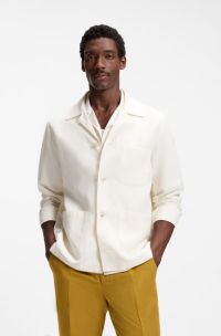 Relaxed-fit overshirt in solid twill, White