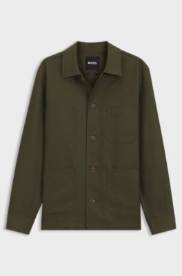 Relaxed-fit overshirt in solid twill, Light Green