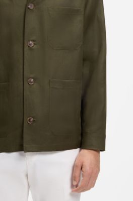 Relaxed-fit overshirt in solid twill, Light Green