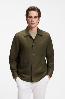 Relaxed-fit overshirt in solid twill, Light Green