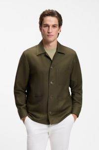 Relaxed-fit overshirt van effen twill, Kalk