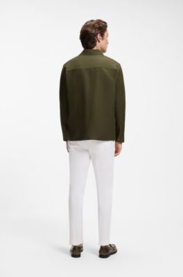 Relaxed-fit overshirt in solid twill, Light Green