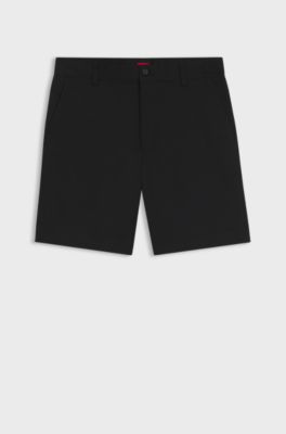 Slim-fit shorts in mercerised stretch cotton, Black
