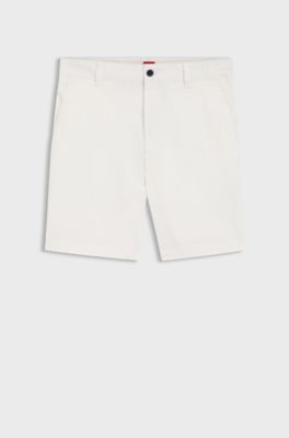 Slim-fit shorts in mercerised stretch cotton, White