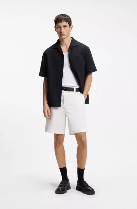 Slim-fit shorts in mercerised stretch cotton