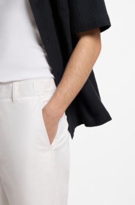 Slim-fit shorts in mercerised stretch cotton, White