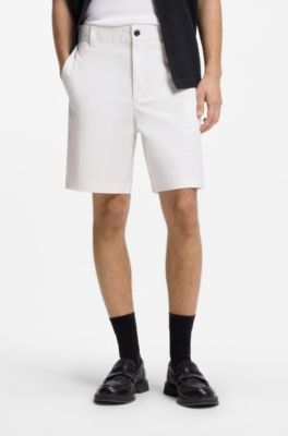 Slim-fit shorts in mercerised stretch cotton, White