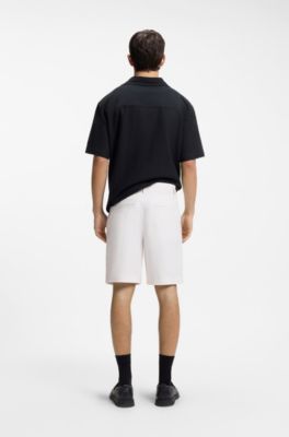 Bermuda slim fit in cotone elasticizzato mercerizzato, Bianco