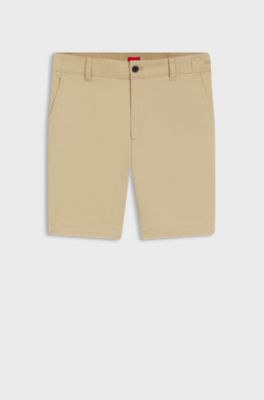 Slim-fit shorts in mercerised stretch cotton, Beige