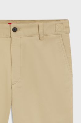 Slim-fit shorts in mercerised stretch cotton, Beige