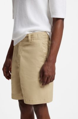 Bermuda slim fit in cotone elasticizzato mercerizzato, Beige