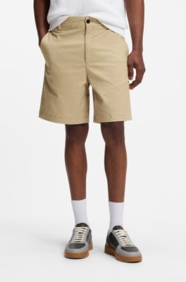 Bermuda slim fit in cotone elasticizzato mercerizzato, Beige
