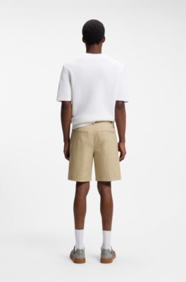 Bermuda slim fit in cotone elasticizzato mercerizzato, Beige