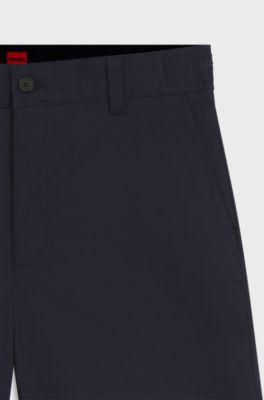 Bermuda slim fit in cotone elasticizzato mercerizzato, Blu scuro