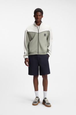 Bermuda slim fit in cotone elasticizzato mercerizzato, Blu scuro