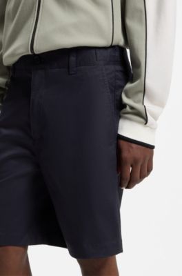 Bermuda slim fit in cotone elasticizzato mercerizzato, Blu scuro