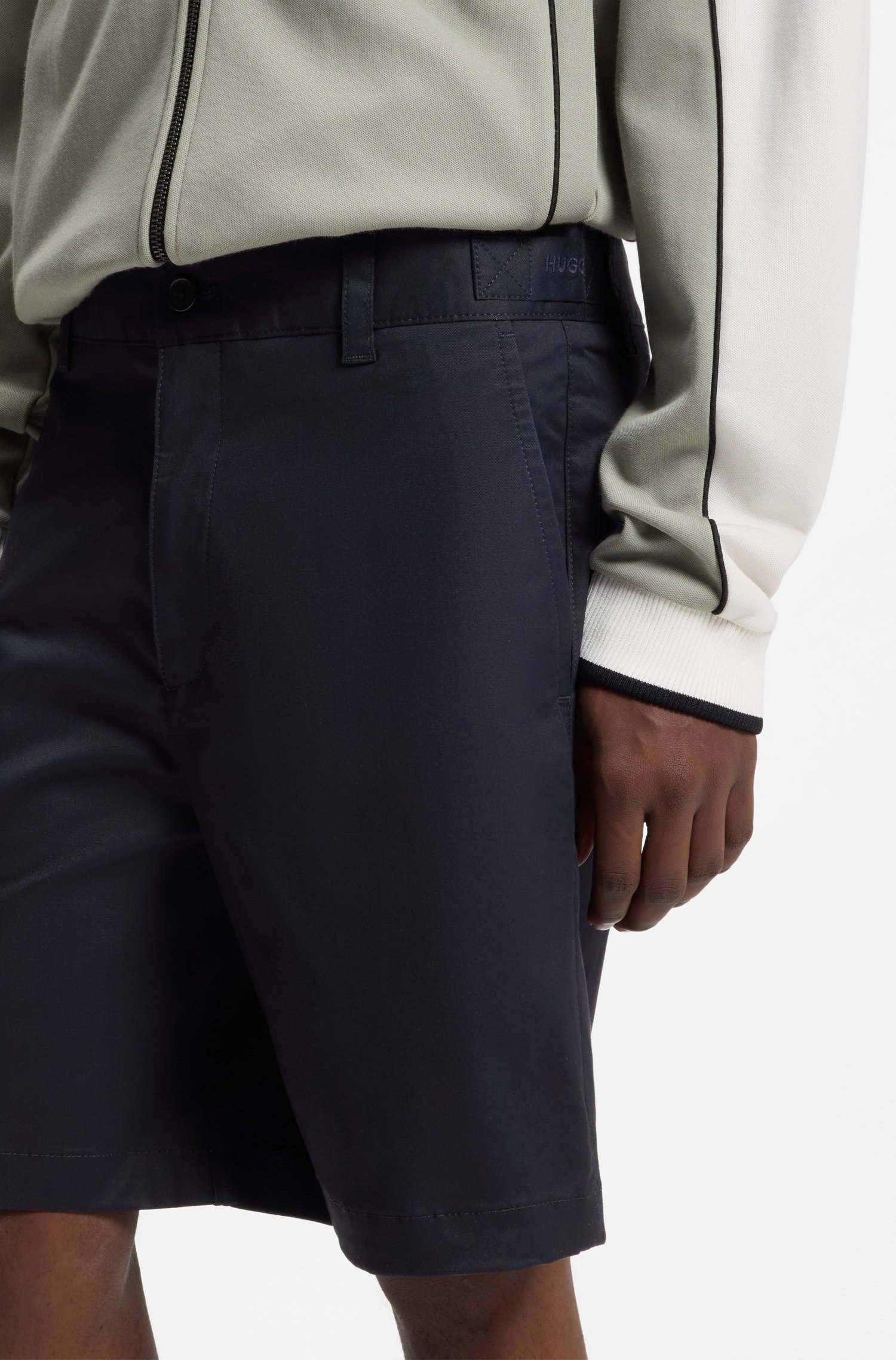 Hugo Slim-fit shorts in mercerised stretch cotton herr – bild 3