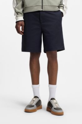 Bermuda slim fit in cotone elasticizzato mercerizzato, Blu scuro