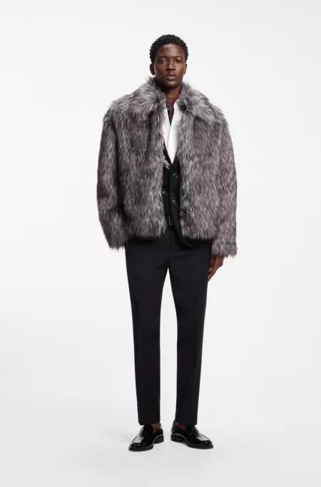 Veste en fourrure synthétique à col affirmé