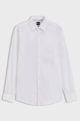 BOSS ONE slim fit kostymskjorta i skrynkelfri poplin, Vit