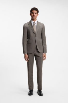 Regular-fit formal trousers in virgin wool, Beige