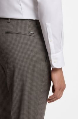 Regular-fit formal trousers in virgin wool, Beige