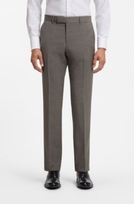 Regular-fit formal trousers in virgin wool, Beige