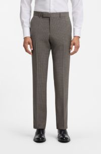 Regular-fit formal trousers in virgin wool, Beige