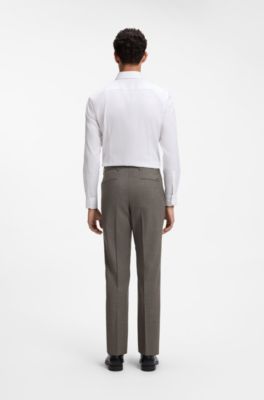 Regular-fit formal trousers in virgin wool, Beige