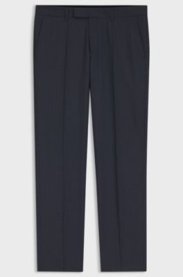 Regular-fit formal trousers in virgin wool, Dark Blue
