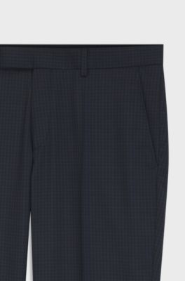 Regular-fit formal trousers in virgin wool, Dark Blue
