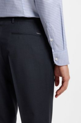 Regular-fit formal trousers in virgin wool, Dark Blue