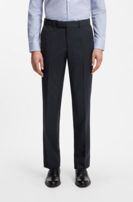 Regular-fit formal trousers in virgin wool, Dark Blue