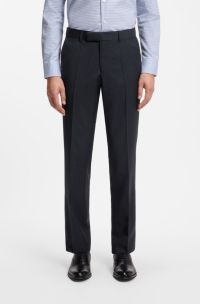 Regular-fit formal trousers in virgin wool, Dark Blue