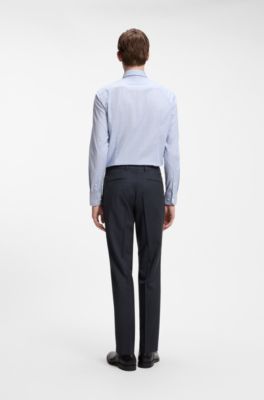 Regular-fit formal trousers in virgin wool, Dark Blue