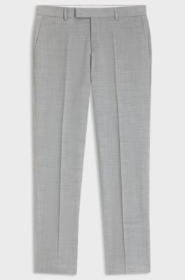 Slim-fit trousers in melange stretch fabric, Light Grey